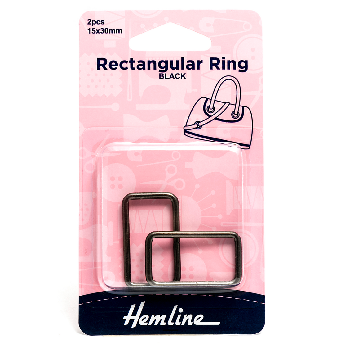 Hemline Rectangular Rings, 30mm, Gunmetal-Trim-Flying Bobbins Haberdashery