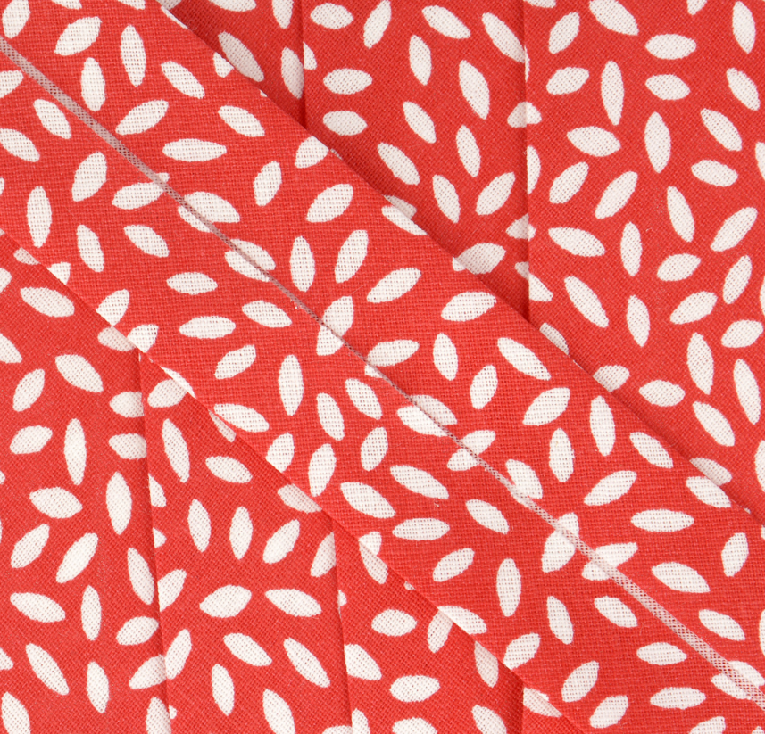Leaves Print Cotton Bias Binding 27mm - Red-Binding-Flying Bobbins Haberdashery