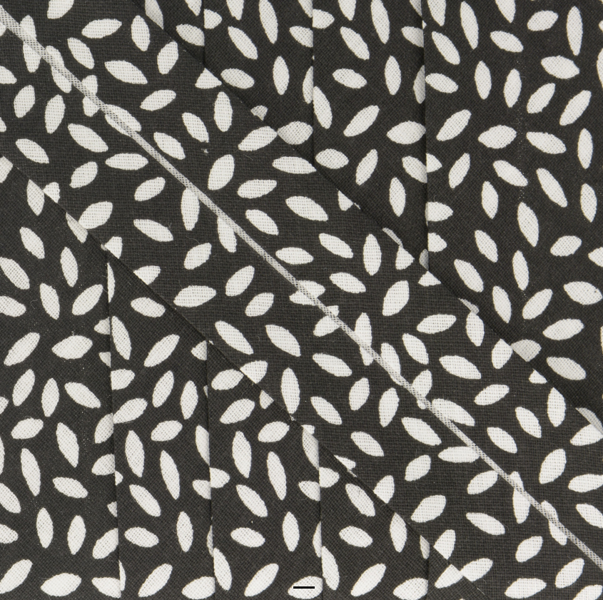Leaves Print Cotton Bias Binding 27mm - Black-Binding-Flying Bobbins Haberdashery