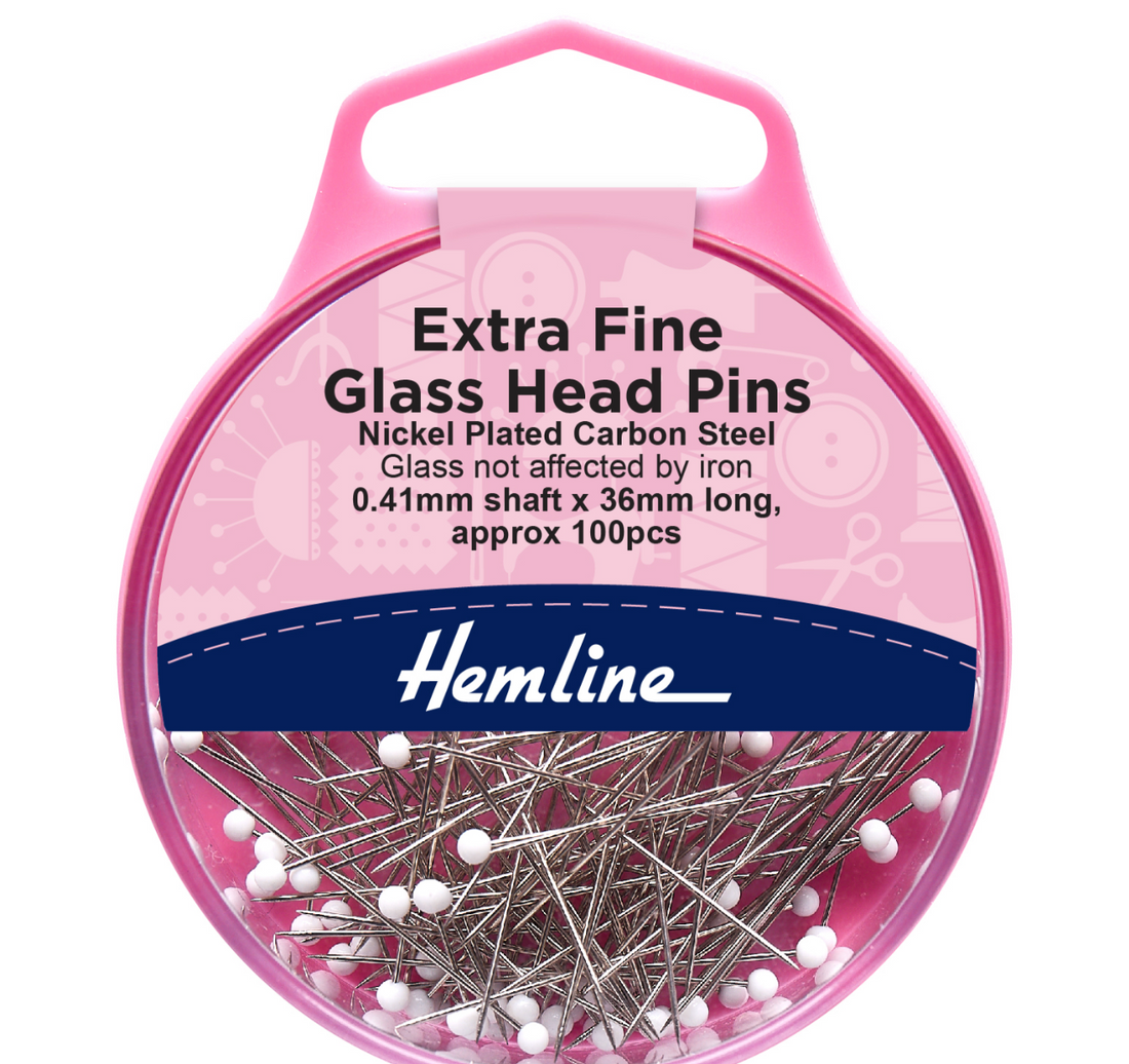 Hemline Glass Head Fine Pins-Tools-Flying Bobbins Haberdashery