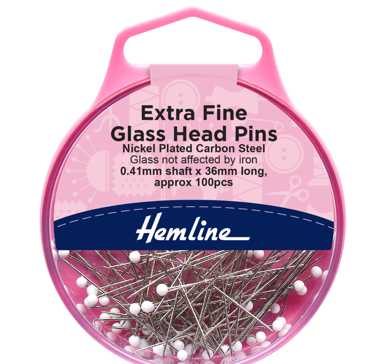 Hemline Glass Head Fine Pins-Tools-Flying Bobbins Haberdashery