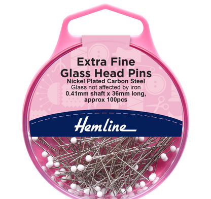 Hemline Glass Head Fine Pins-Tools-Flying Bobbins Haberdashery
