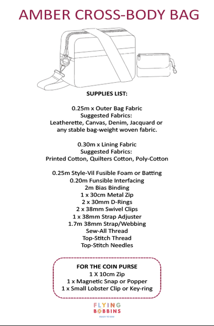 The Flying Bobbins Amber Cross Body Bag PDF Pattern FREE-Sewing Pattern-Flying Bobbins Haberdashery