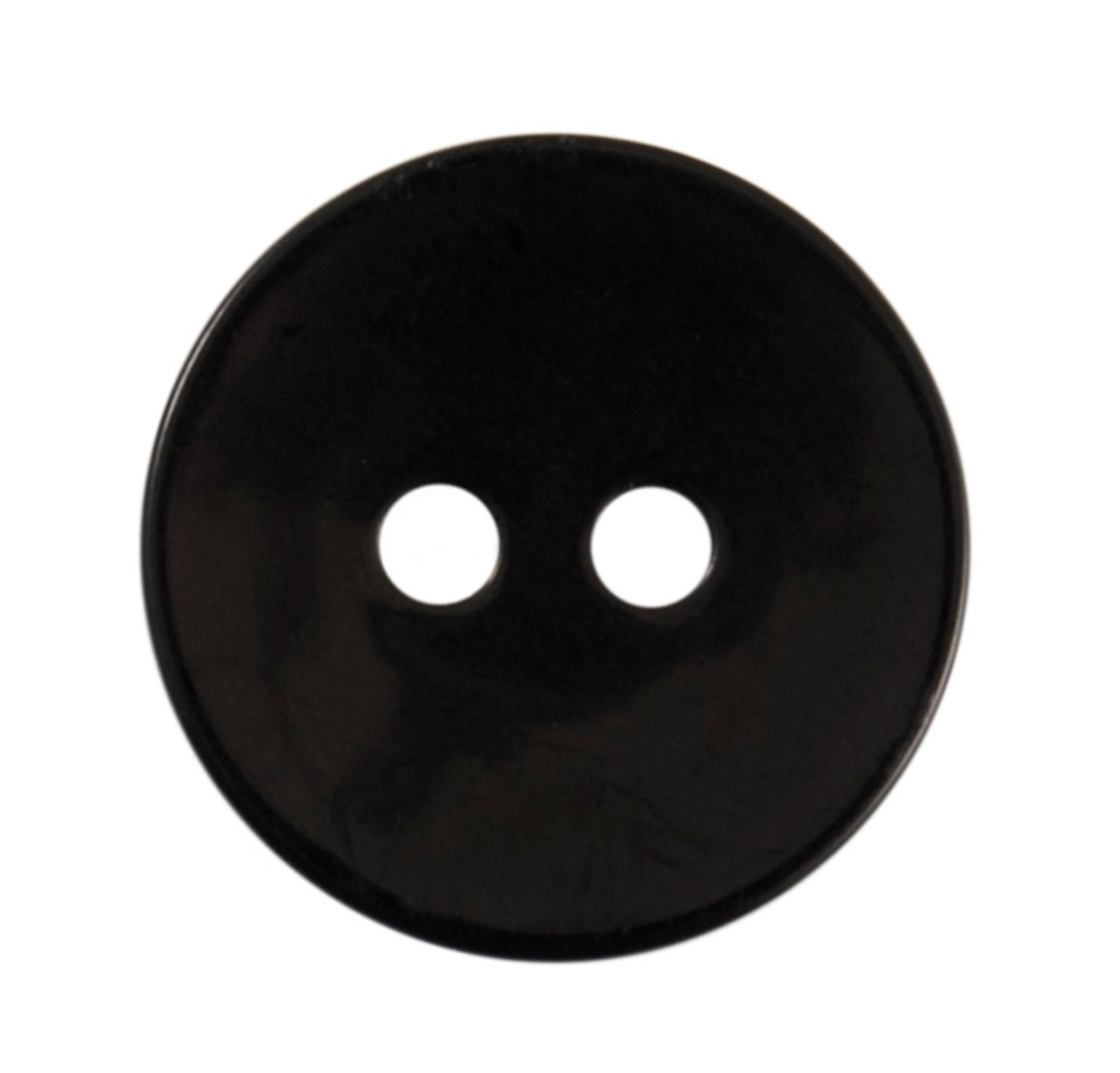 2-Hole 15mm Button in Black-Button-Flying Bobbins Haberdashery