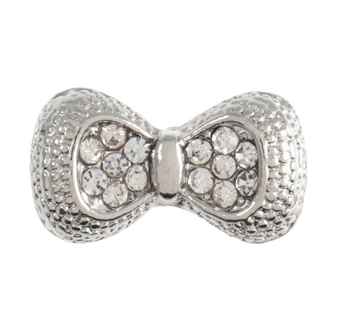 Jewelled Silver Bow Button-Button-Flying Bobbins Haberdashery