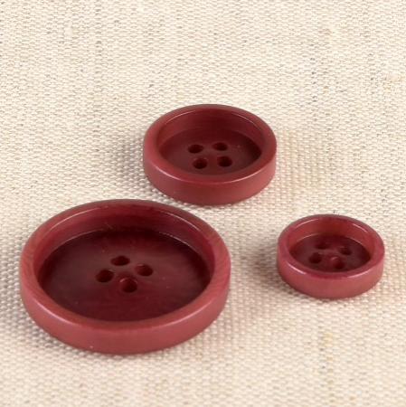 Ivory-Look, 4-Hole Button in Burgundy-Button-Flying Bobbins Haberdashery