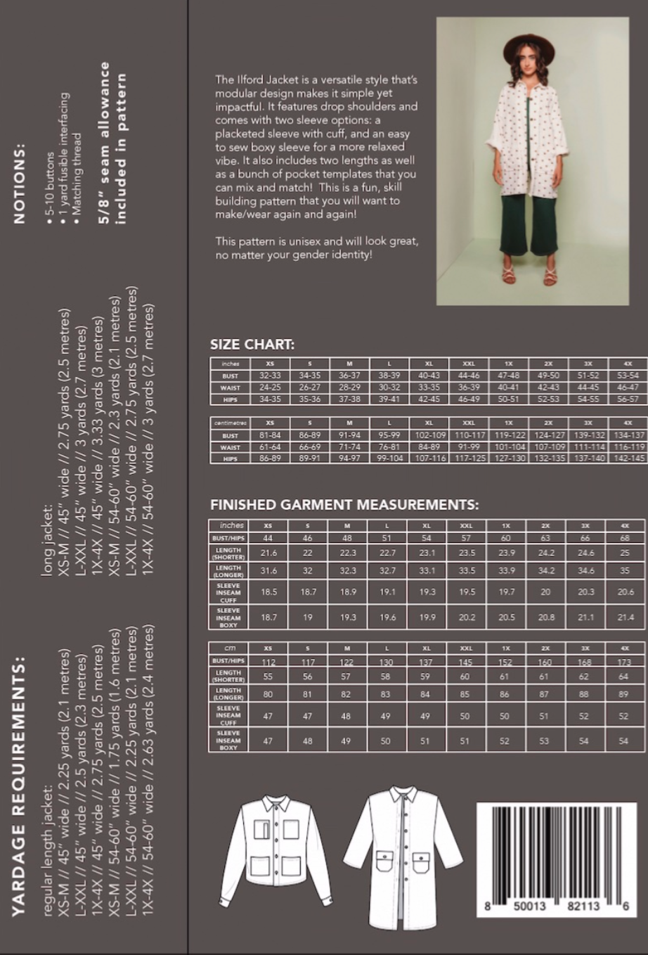 Ilford Unisex Jacket Kit - Atelier Brunette Leony Gabardine-Sewing Kit-Flying Bobbins Haberdashery