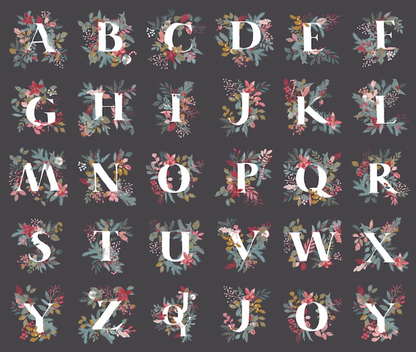 Jingle All the Letters Panel from Adventale by Katarina Roccella for AGF-Cotton Fabric-Flying Bobbins Haberdashery