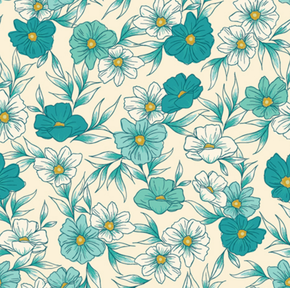 Art Gallery Fabrics Tinted Blooms Lagoon from Bloomcore-Cotton Fabric-Flying Bobbins Haberdashery