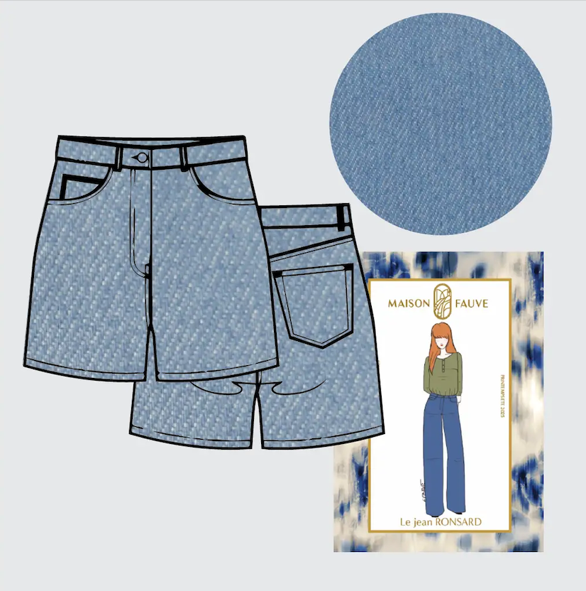 Ronsard Denim Shorts Kit - Light Blue Denim-Sewing Kit-Flying Bobbins Haberdashery