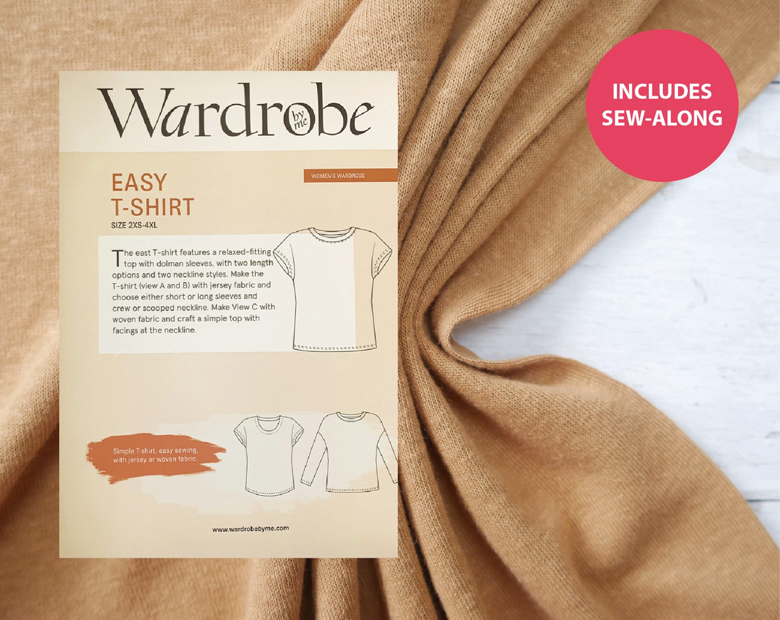 Easy T-Shirt Kit - Linen Jersey in Camel-Sewing Kit-Flying Bobbins Haberdashery