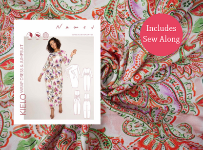 Kielo Wrap Dress Kit - Paisley in Watermelon-Sewing Kit-Flying Bobbins Haberdashery