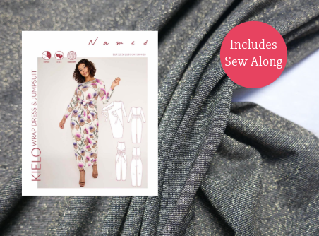 Kielo Wrap Dress Kit - Ritz Gold Lurex Jersey-Sewing Kit-Flying Bobbins Haberdashery