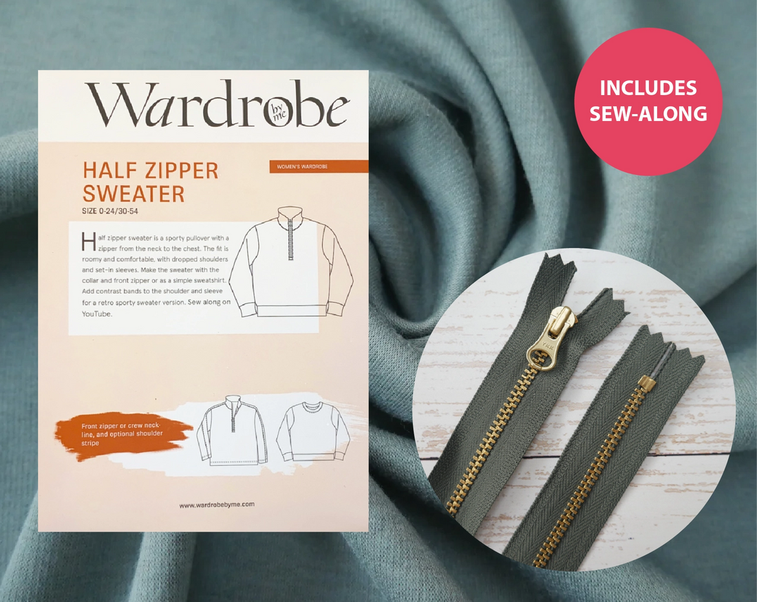 Half-Zip Sweater - Army Green-Sewing Kit-Flying Bobbins Haberdashery