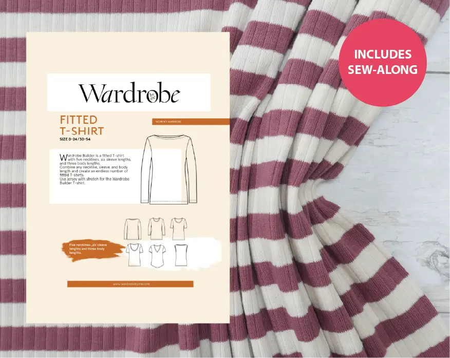 T-Shirt Making Kit - Rib Jersey in Rosehip-Sewing Kits-Flying Bobbins Haberdashery
