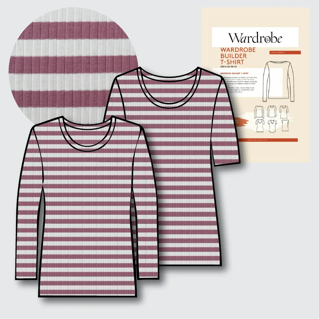 T-Shirt Making Kit - Rib Jersey in Rosehip-Sewing Kits-Flying Bobbins Haberdashery