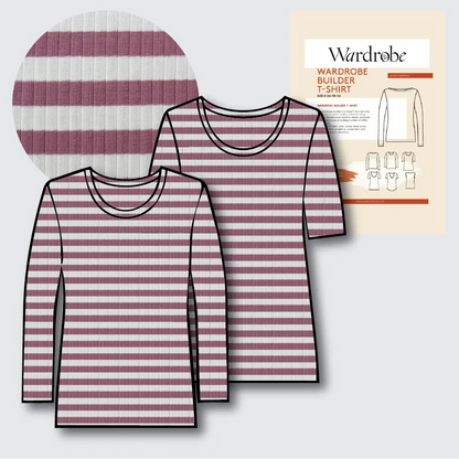 T-Shirt Making Kit - Rib Jersey in Rosehip-Sewing Kits-Flying Bobbins Haberdashery