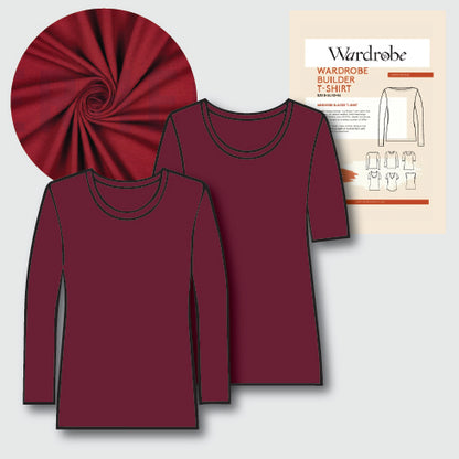 T-Shirt Making Kit - Organic Cotton Jersey in Bordeaux-Sewing Kits-Flying Bobbins Haberdashery