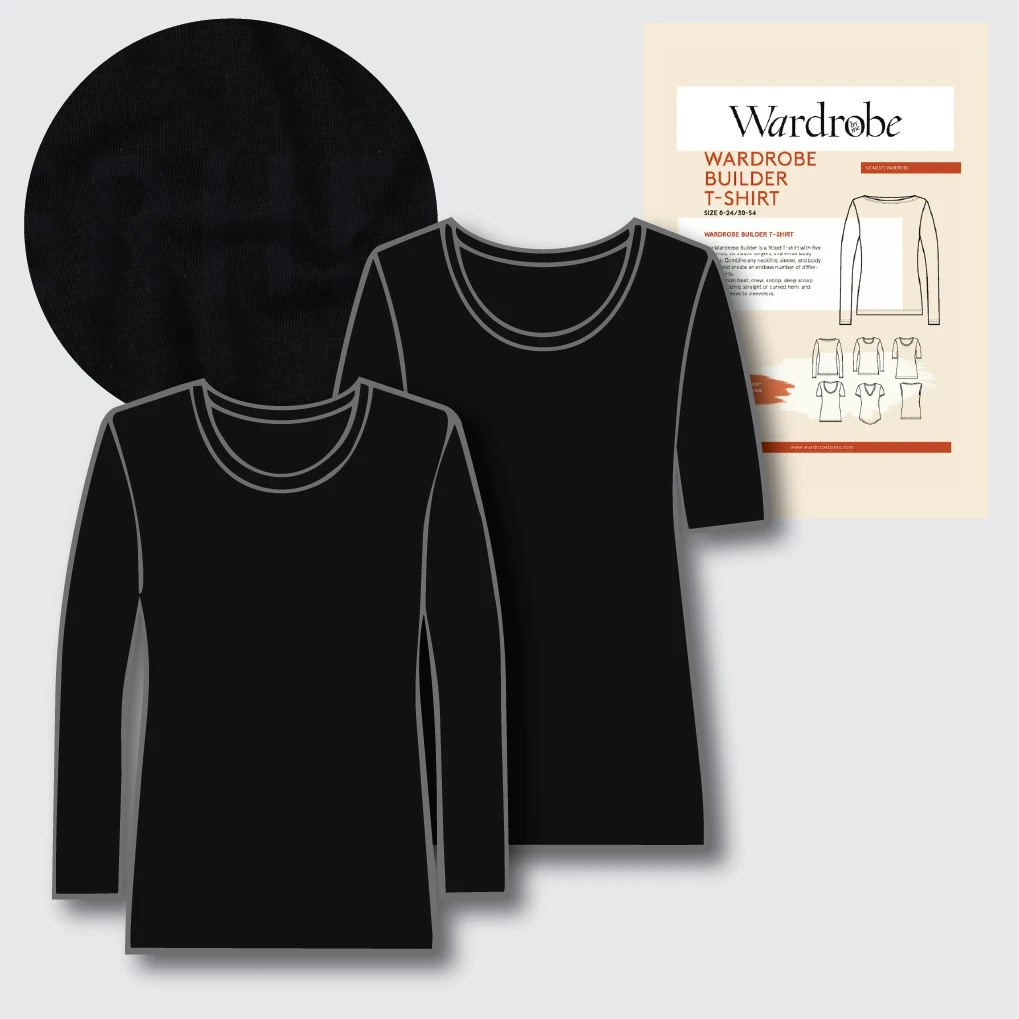 T-Shirt Making Kit - Organic Cotton Jersey in Black-Sewing Kits-Flying Bobbins Haberdashery