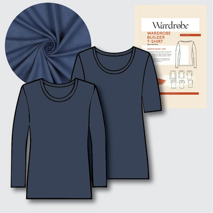 T-Shirt Making Kit - Organic Cotton Jersey in Indigo-Sewing Kits-Flying Bobbins Haberdashery