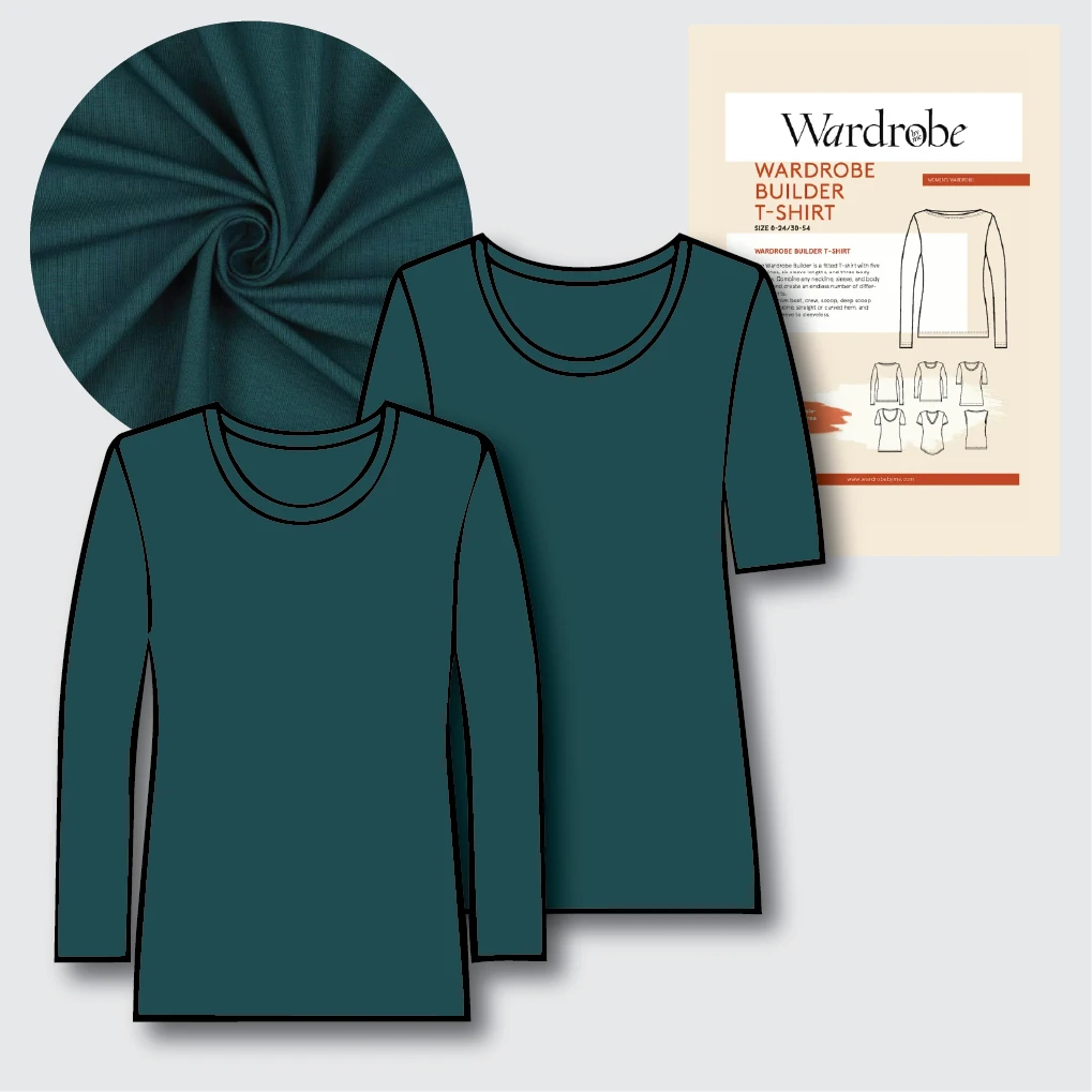 T-Shirt Making Kit - Organic Cotton Jersey in Samphire-Sewing Kits-Flying Bobbins Haberdashery