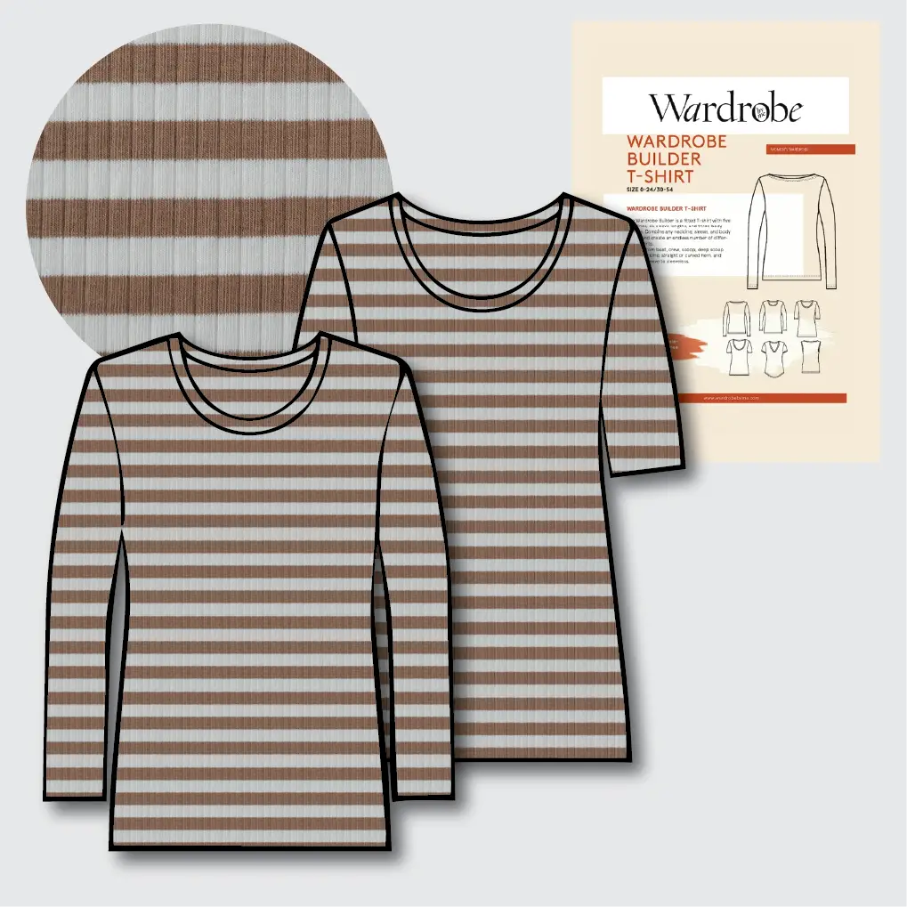 T-Shirt Making Kit - Rib Jersey in Tan-Sewing Kits-Flying Bobbins Haberdashery