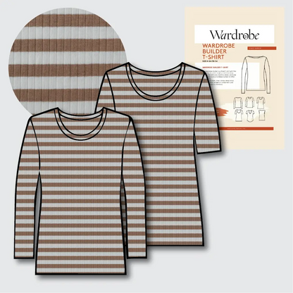 T-Shirt Making Kit - Rib Jersey in Tan-Sewing Kits-Flying Bobbins Haberdashery