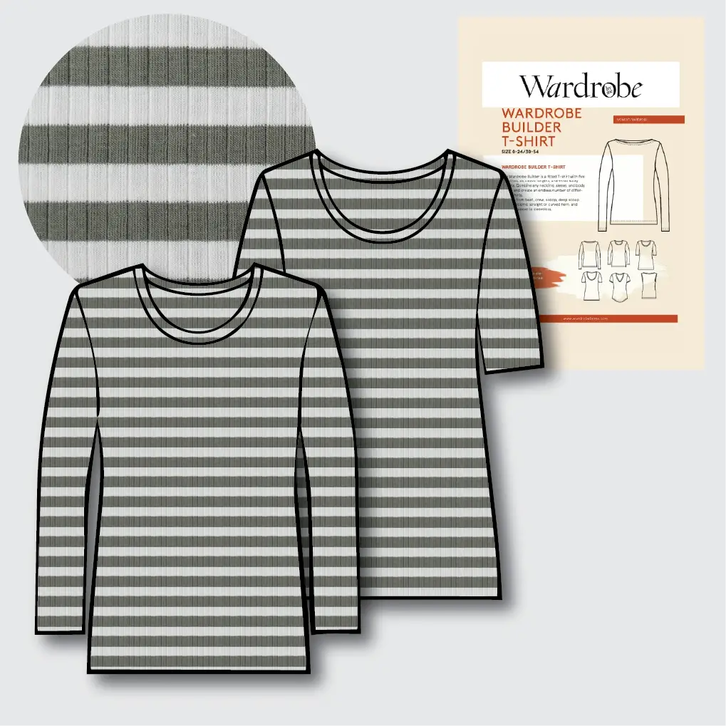 T-Shirt Making Kit - Rib Jersey in Cactus-Sewing Kits-Flying Bobbins Haberdashery