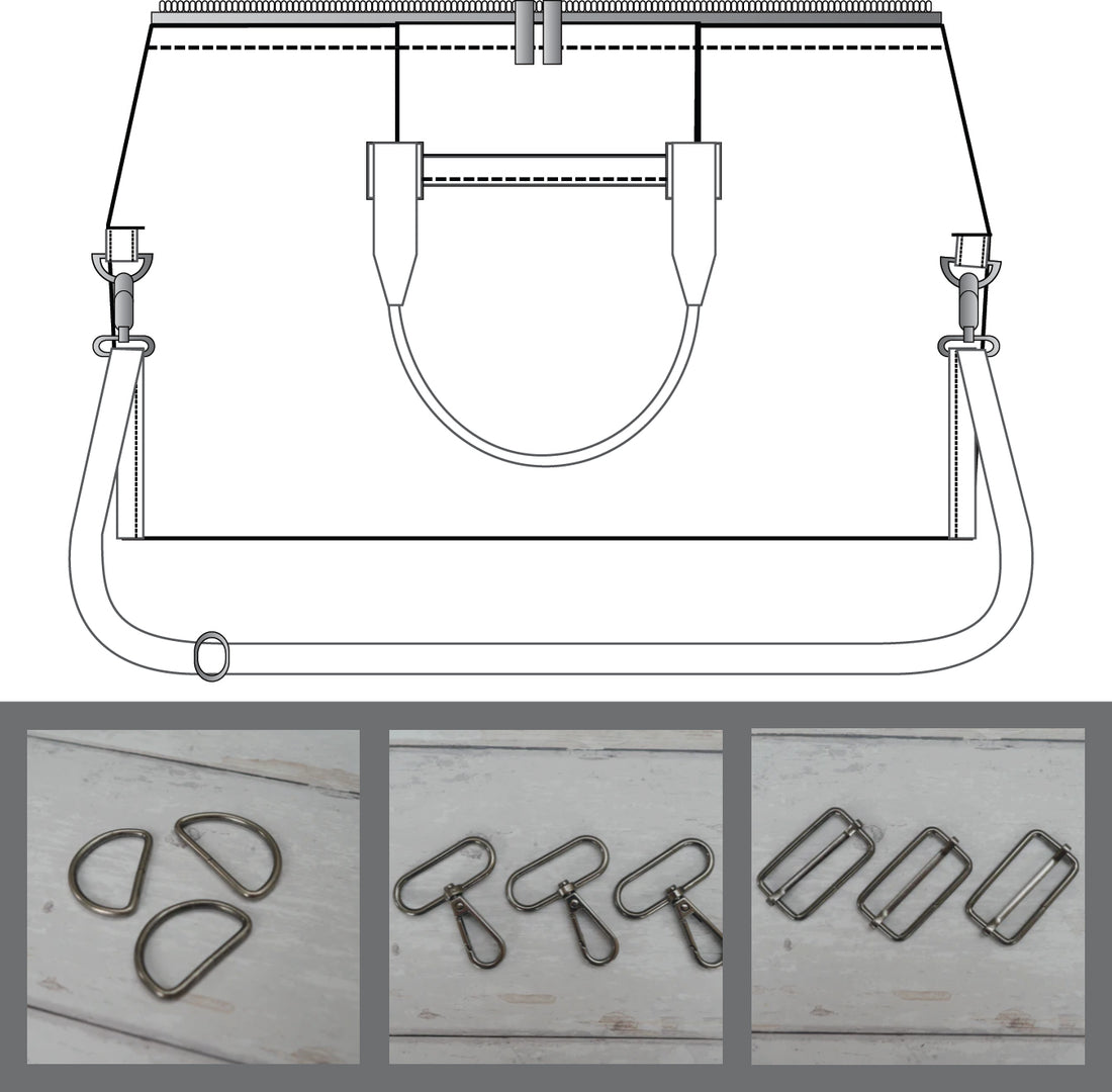 Weekender Bag Trims Pack in Gun-Metal-Sewing Kit-Flying Bobbins Haberdashery