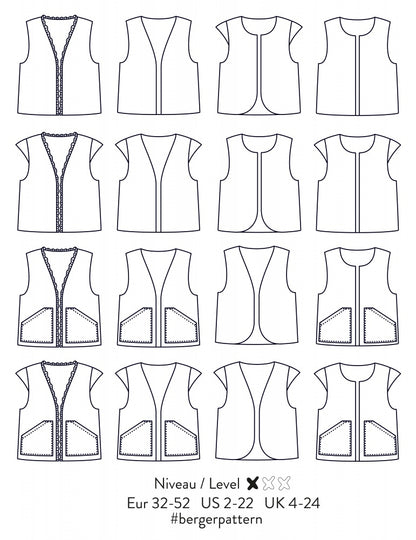 Atelier Scammit, Berger Gilet-Pattern-Flying Bobbins Haberdashery