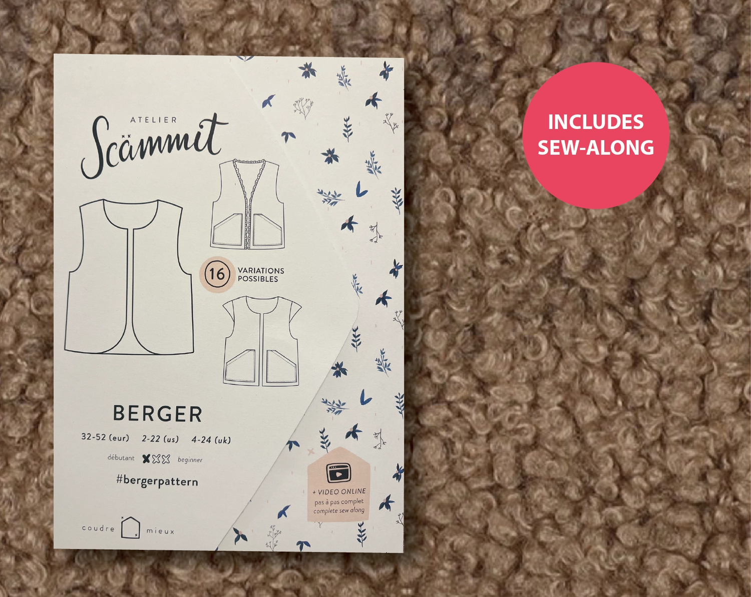 Berger Gilet Kit - Teddy Fleece in Soft Taupe-Sewing Kit-Flying Bobbins Haberdashery