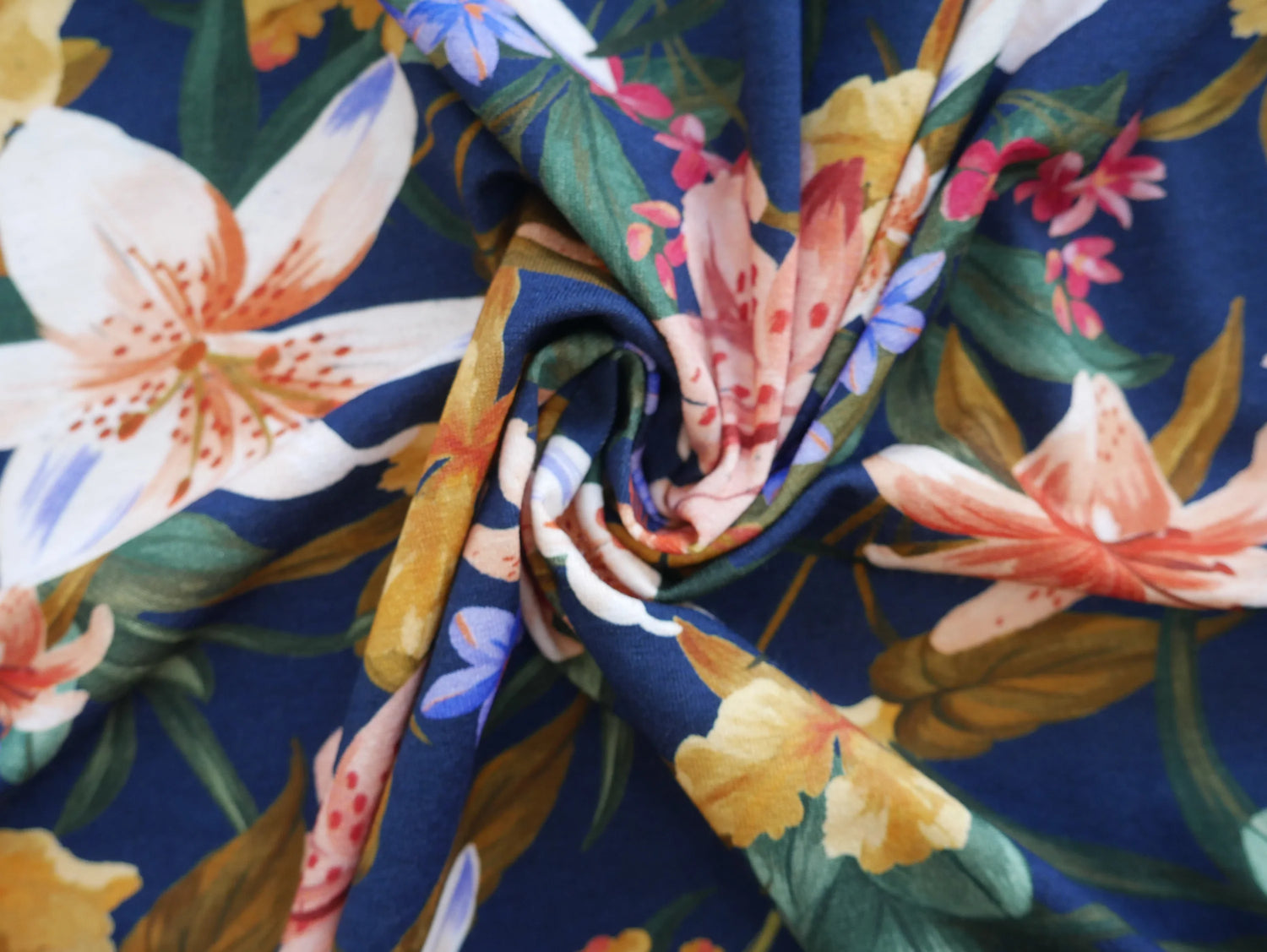 Kielo Wrap Dress Kit - Tropical Print Floral in Navy-Sewing Kit-Flying Bobbins Haberdashery