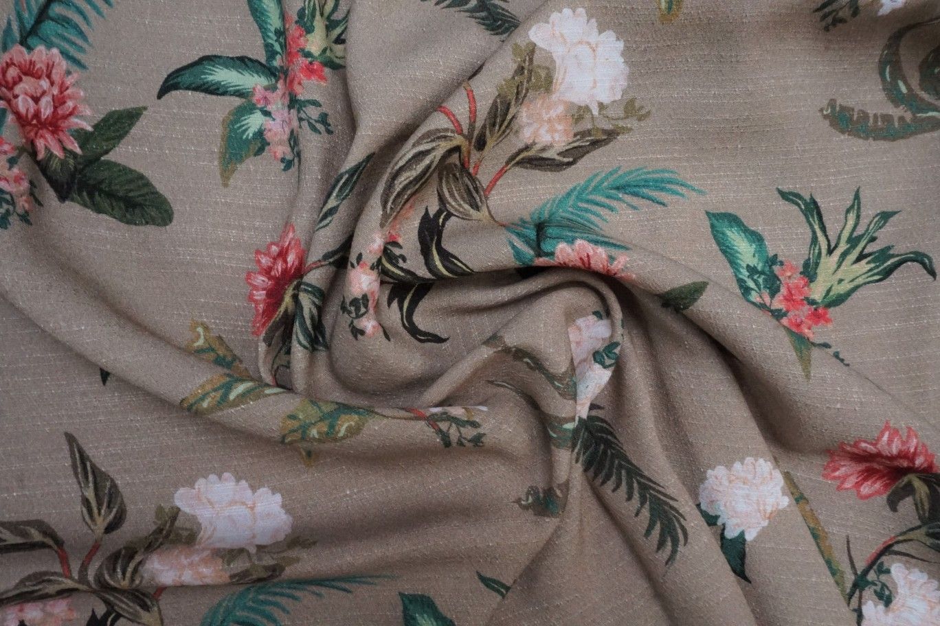 Lady McElroy Dame Fleur Linen-Look Crepe in Latte-Viscose Crepe-Flying Bobbins Haberdashery