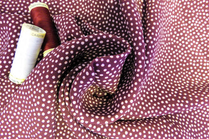 Lady McElroy Dotty About Dots Cotton Lawn in Claret-Viscose Challis-Flying Bobbins Haberdashery