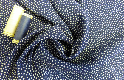Lady McElroy Dotty About Dots Cotton Lawn in Navy-Viscose Challis-Flying Bobbins Haberdashery