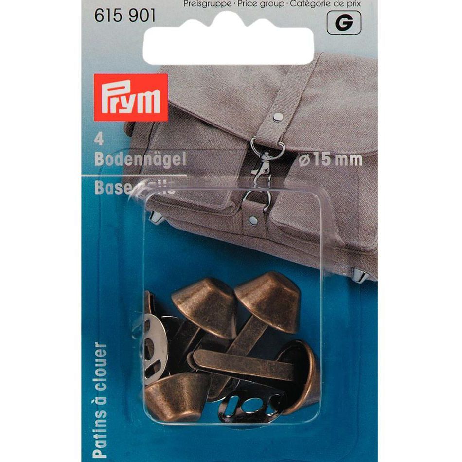 Prym Base Nails, Pack of 4, Antique Brass-Trim-Flying Bobbins Haberdashery
