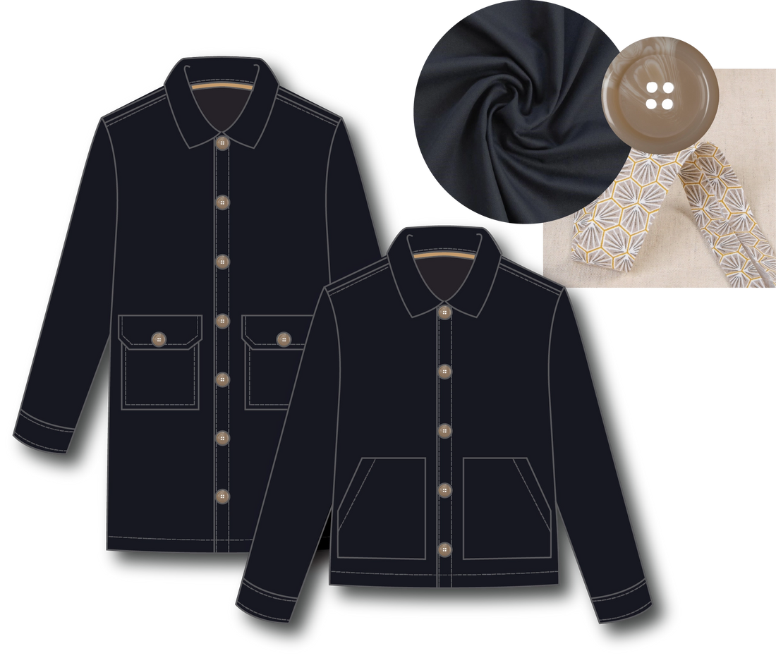Ilford Unisex Jacket Kit - Cambridge Twill in Navy-Sewing Kit-Flying Bobbins Haberdashery