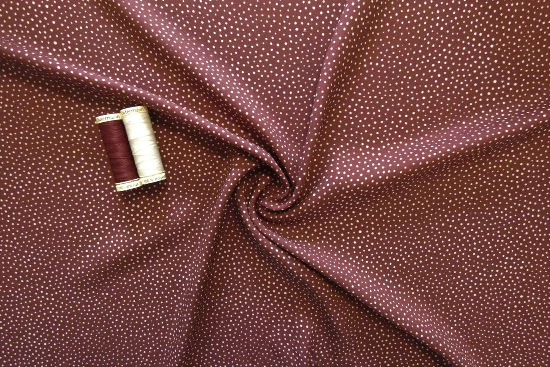 Lady McElroy Raining Dots Viscose Challis Lawn in Mocha-Viscose Challis-Flying Bobbins Haberdashery