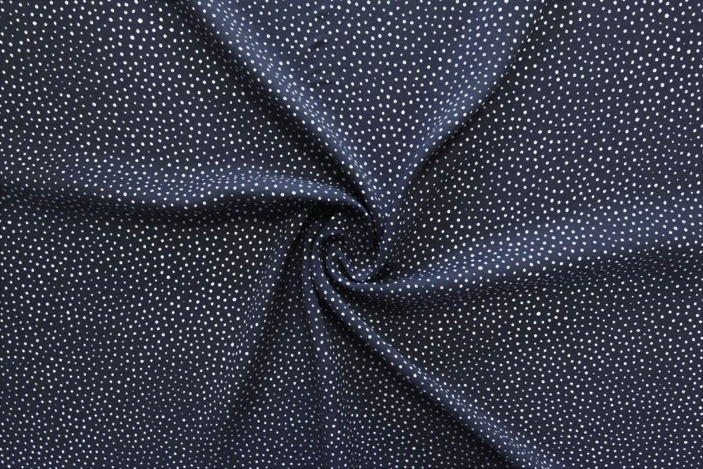 Lady McElroy Raining Dots Viscose Challis Lawn in Navy-Viscose Challis-Flying Bobbins Haberdashery