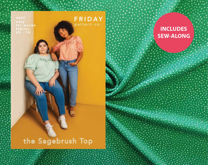 Sagebrush Top Kit - Raining Dots Viscose Lawn by Lady McElroy in Emerald-Sewing Kit-Flying Bobbins Haberdashery