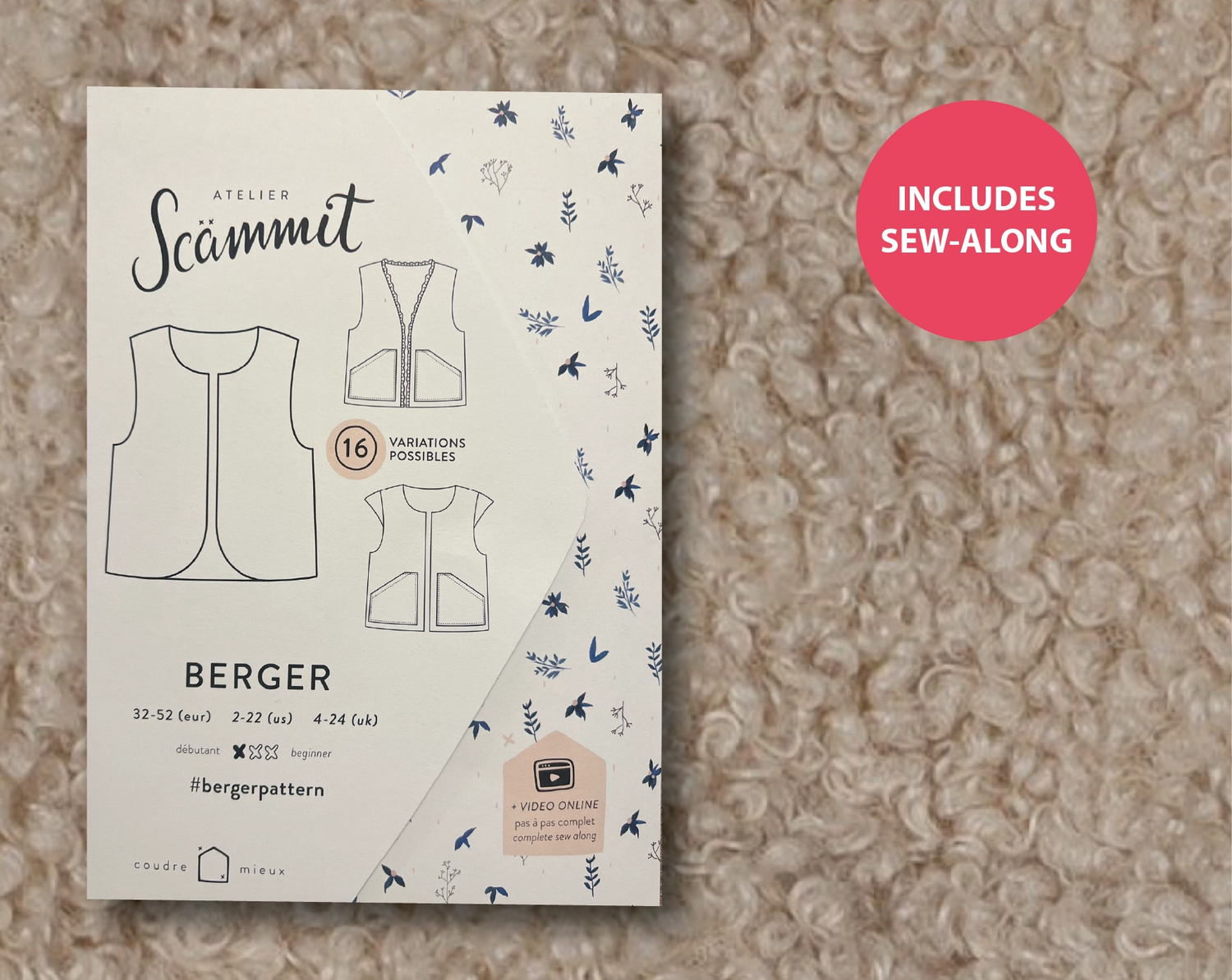 Berger Gilet Kit - Teddy Fleece in Light Sand-Sewing Kit-Flying Bobbins Haberdashery