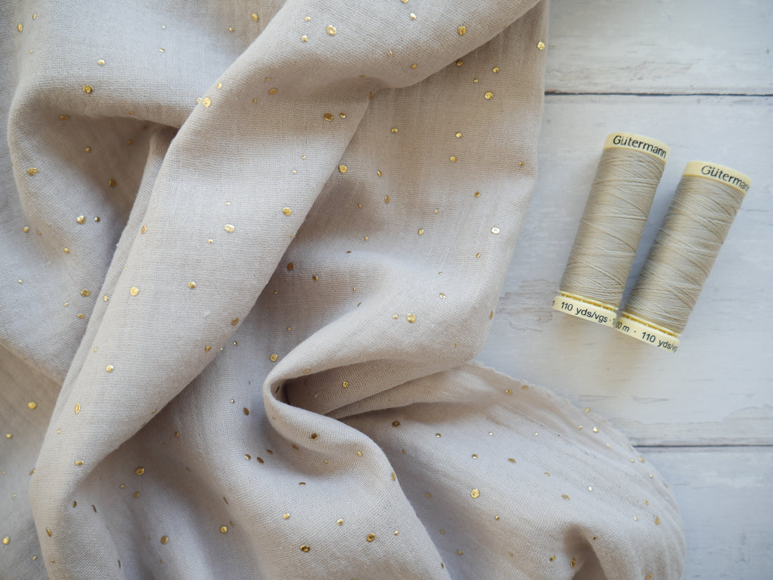 Gold Spot Double Gauze in Sand £12 p/m-Flying Bobbins Haberdashery