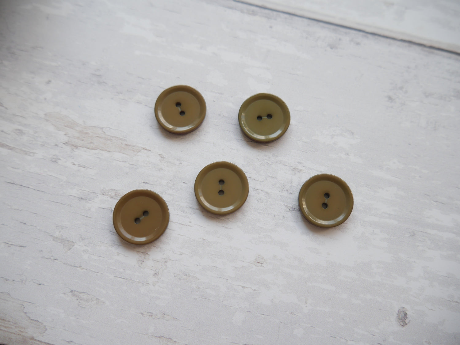 2-Hole 15mm Button in Olive-Trim-Flying Bobbins Haberdashery