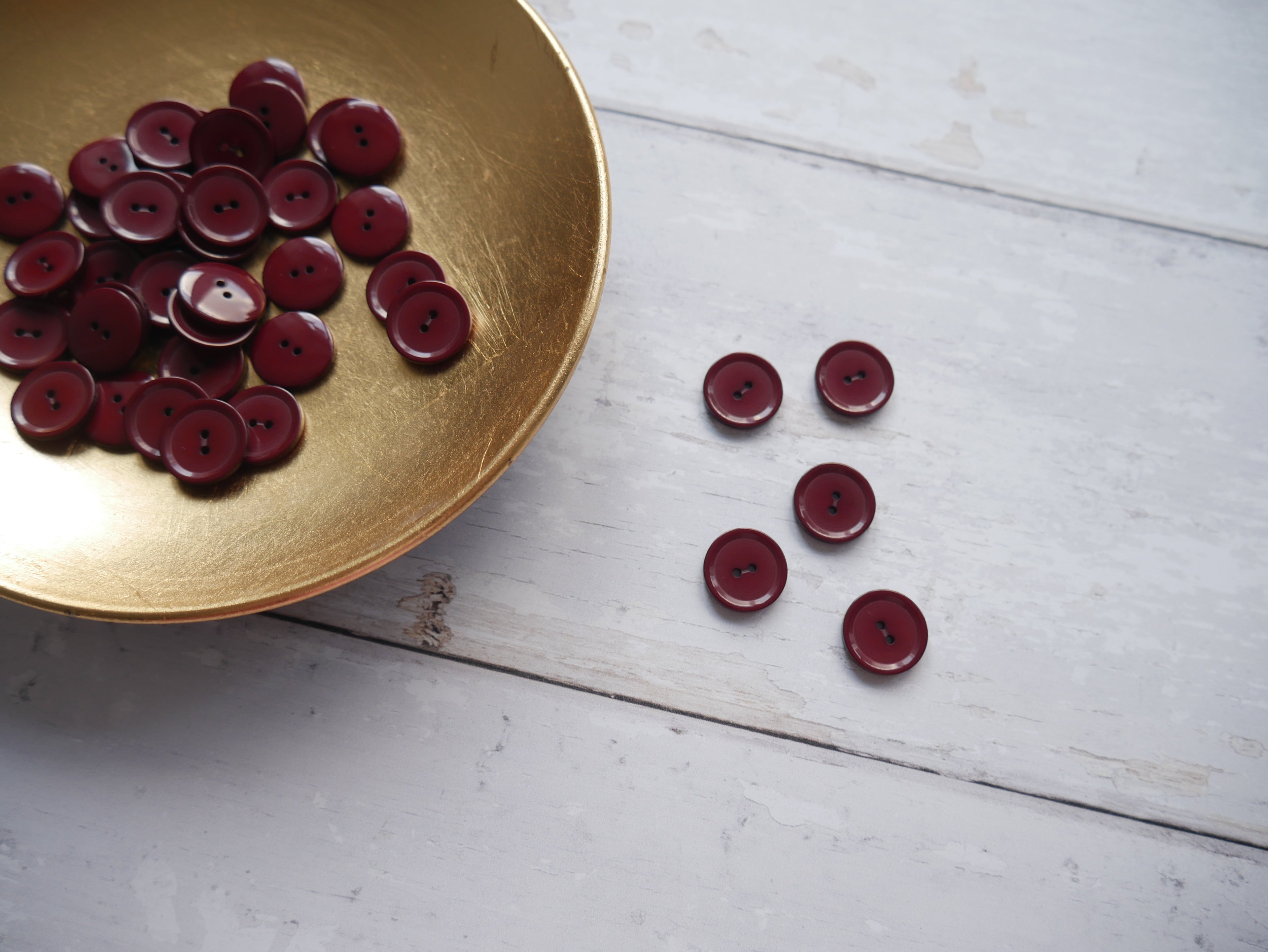 2-Hole 15mm Button in Burgundy-Trim-Flying Bobbins Haberdashery
