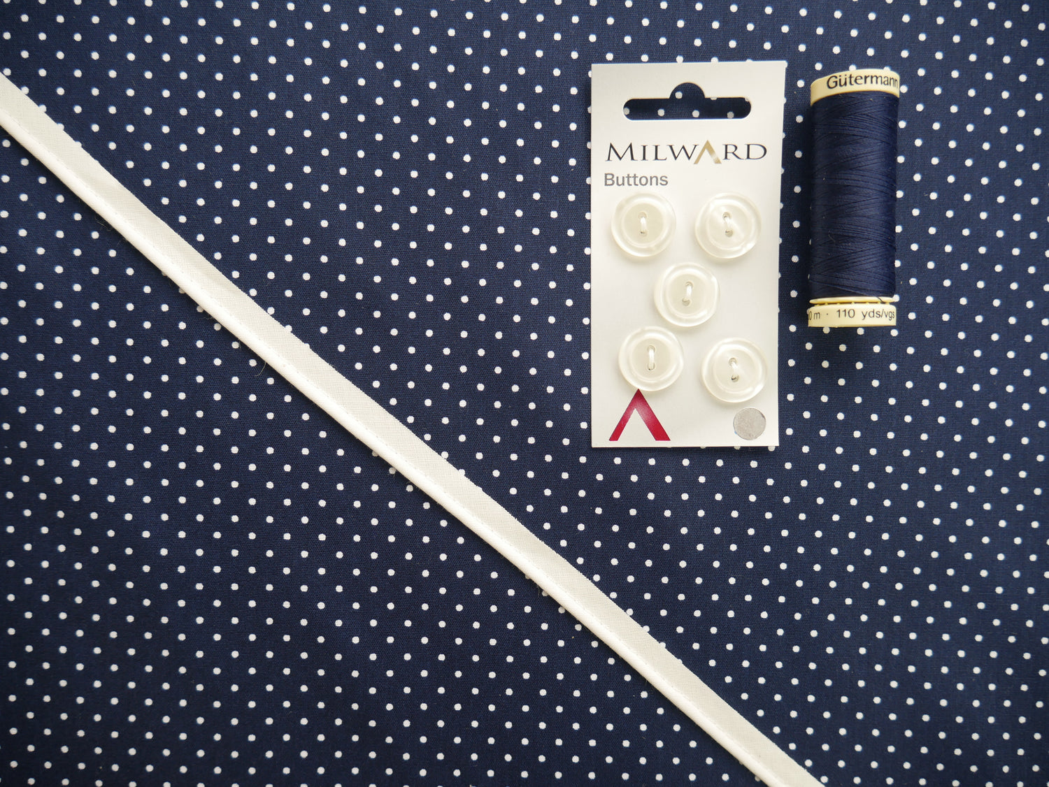 Carolyn Pyjamas Fabric Pack - Pin Spots in Navy-Sewing Kit-Flying Bobbins Haberdashery