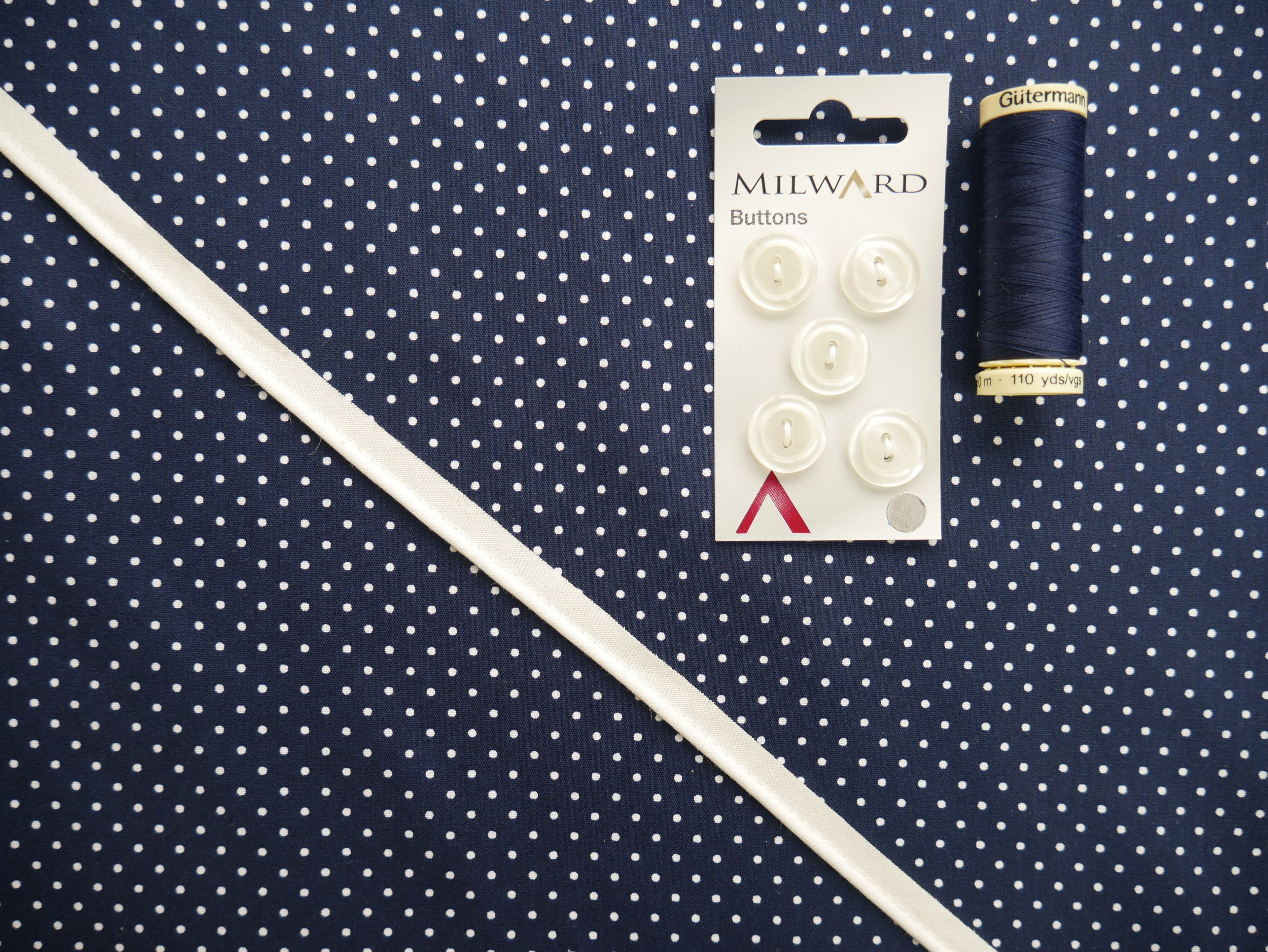 Carolyn Pyjamas Kit - Pin Spots in Navy-Sewing Kit-Flying Bobbins Haberdashery