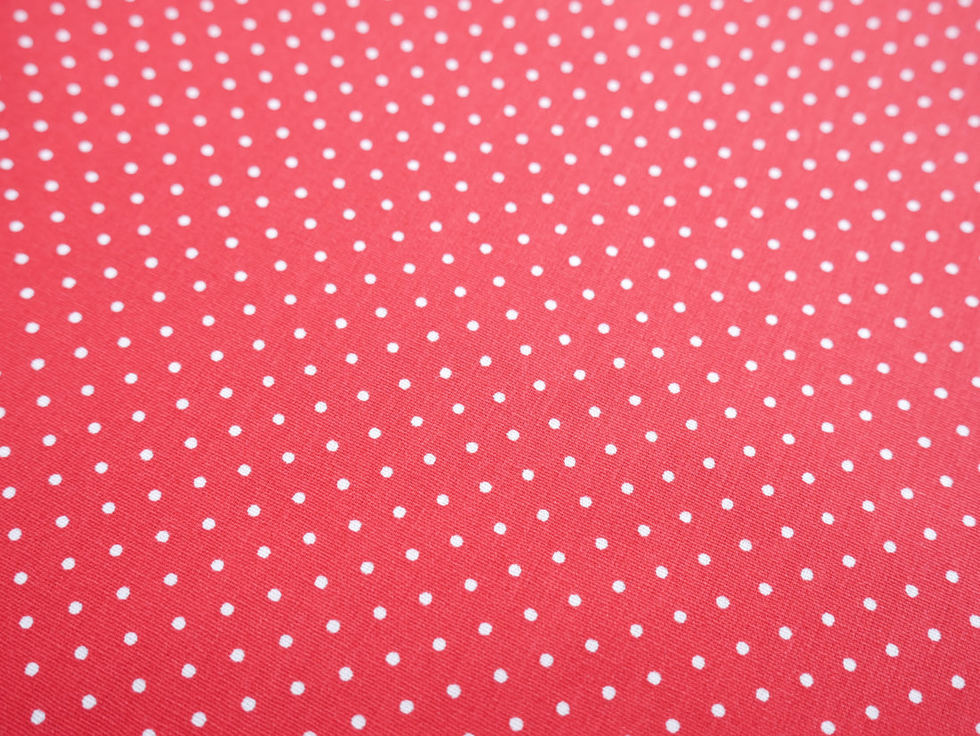 Pin-Spot Printed Cotton, Red £8.50 p/m-Fabric-Flying Bobbins Haberdashery