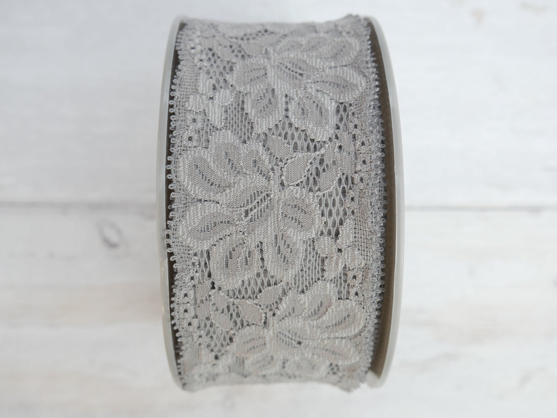 55mm Lace Elastic - Grey-Haberdashery-Flying Bobbins Haberdashery