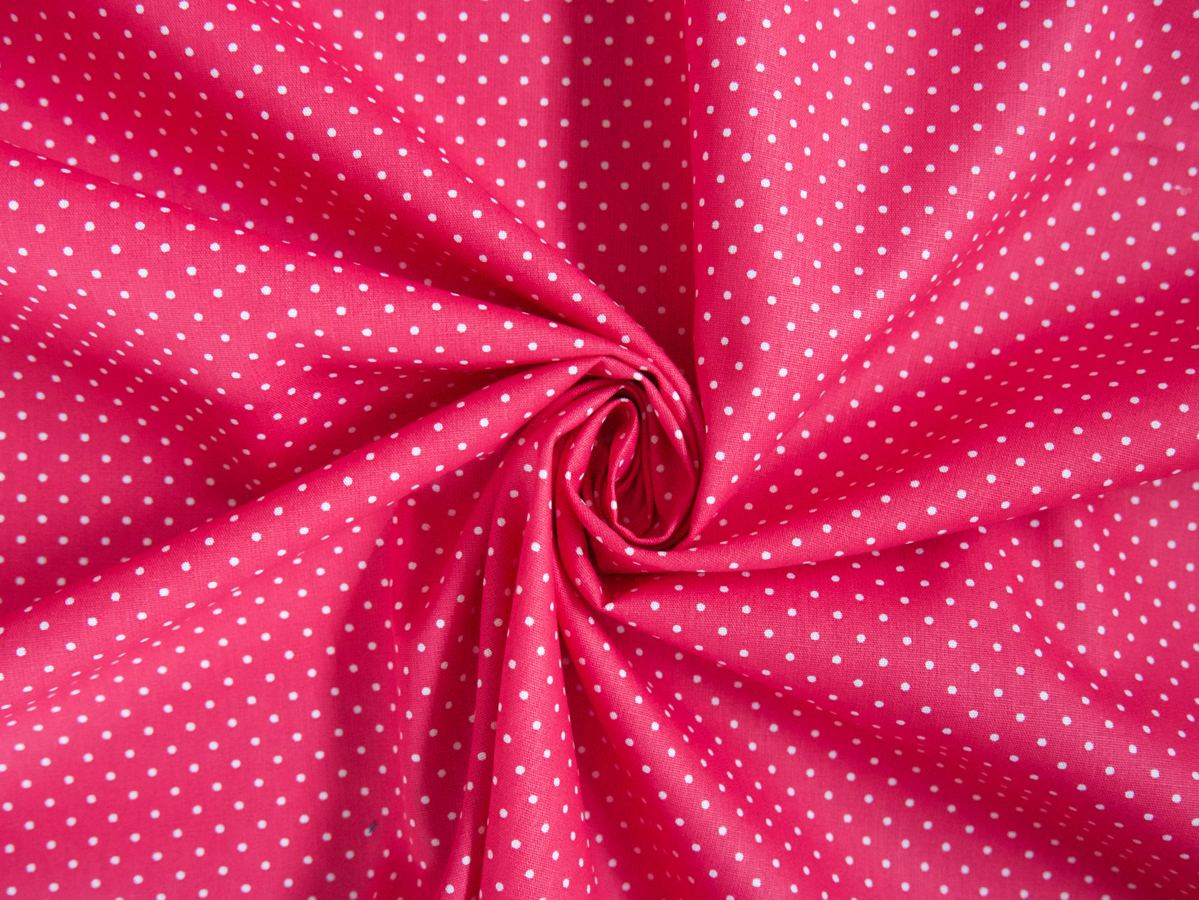 Pin-Spot Printed Cotton, Cerise £8.50 p/m-Fabric-Flying Bobbins Haberdashery