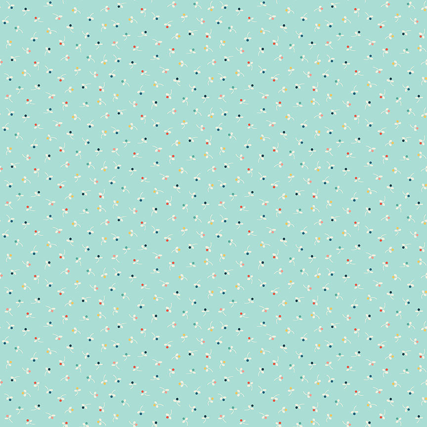 Amelia, Buds in Teal - 100% Cotton, £13.00 pm-Cotton-Flying Bobbins Haberdashery